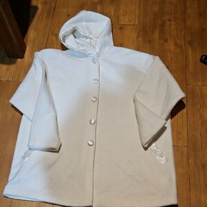 Women's White Hooded Fleece Coat